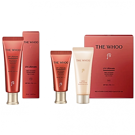 Tinh chất chống nắng chống lão hóa, chống oxy hóa làm dịu da The Whoo UV Red Vitamin Sunscreen 50ml Special set