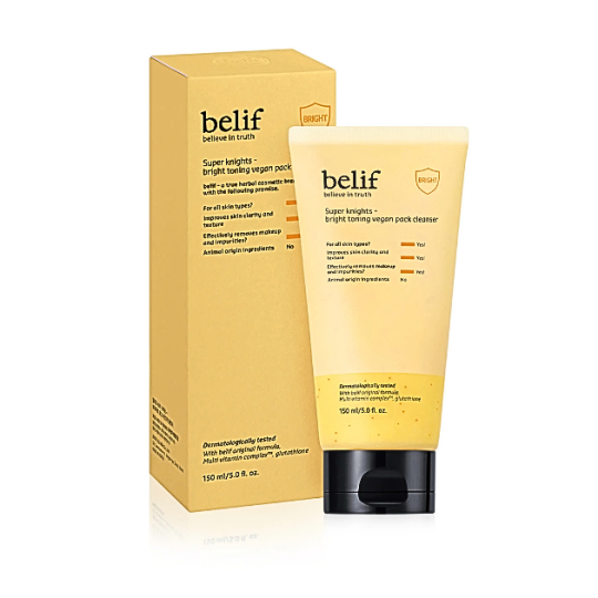 Sữa rửa mặt làm sáng da Belif Super Knights Bright Toning Vegan Pack Cleanser 150ml