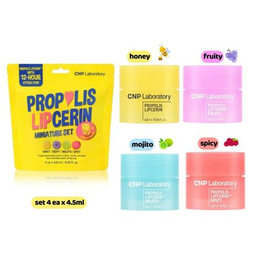 Bộ 4 hũ mini dưỡng môi CNP Propolis Lipcerin set 4.5ml*4