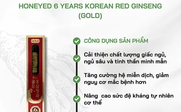 Hồng sâm tẩm mật ong 6 năm tuổi 300g (50g/củ x 6củ/ hộp)