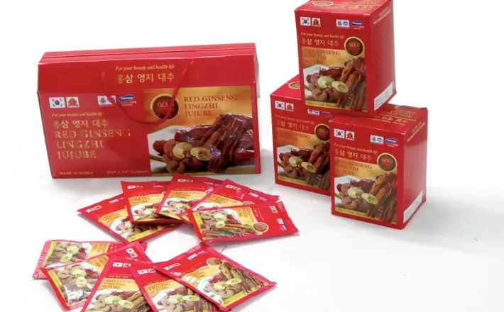 Túi Nước Hồng Sâm Linh Chi Táo Đỏ Koreainsam Red Ginseng Jujube (Hộp 10 Gói)