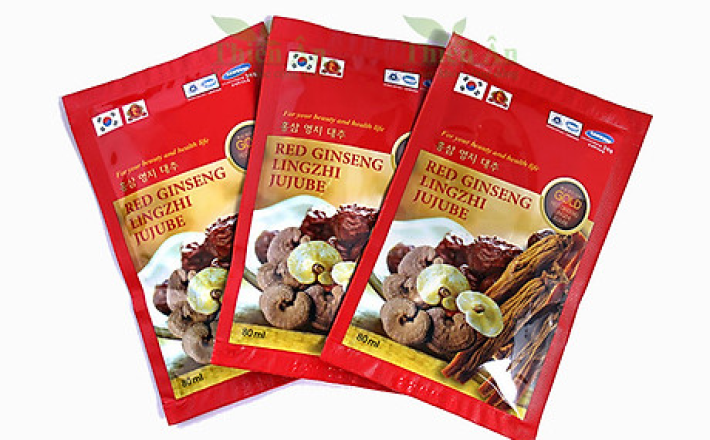 Túi Nước Hồng Sâm Linh Chi Táo Đỏ Koreainsam Red Ginseng Jujube (Hộp 10 Gói)