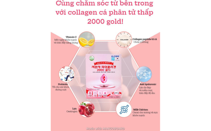 Thực Phẩm Bảo Vệ Sức Khỏe Sante365 Fish Collagen Peptipe Gold 2000mg 1 Hộp 30 Gói