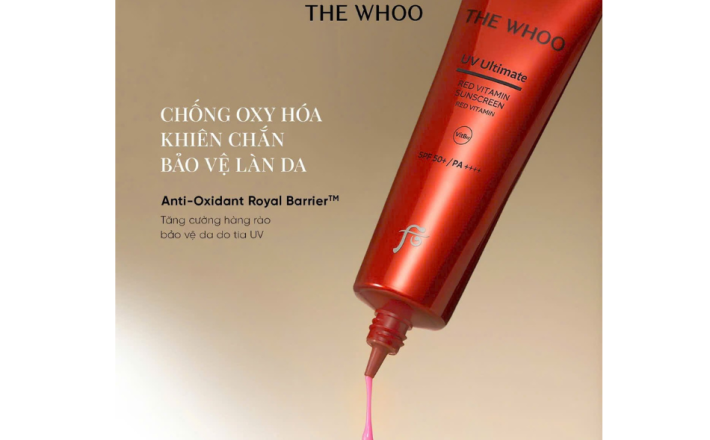 Tinh chất chống nắng chống lão hóa, chống oxy hóa làm dịu da The Whoo UV Red Vitamin Sunscreen 50ml Special set