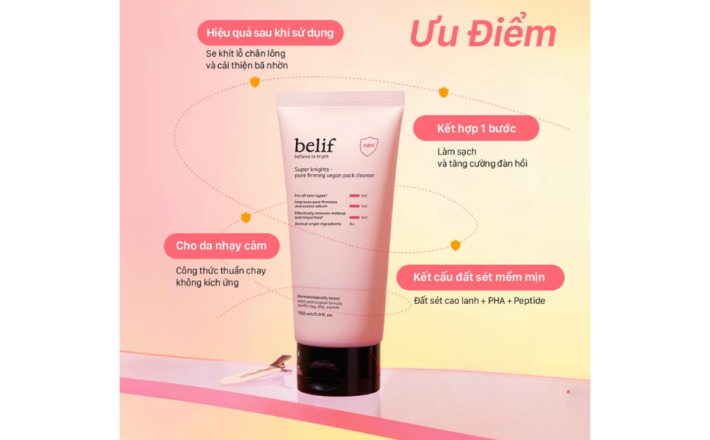 Sữa Rửa Mặt Belif Super Knights-Pore Firming Vegan Pack Cleanser 150ml