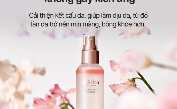 Serum dạng xịt thuần chay cấp ẩm và làm dịu da d'Alba Vital Spray Serum 100ml