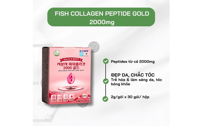 Thực Phẩm Bảo Vệ Sức Khỏe Sante365 Fish Collagen Peptipe Gold 2000mg 1 Hộp 30 Gói