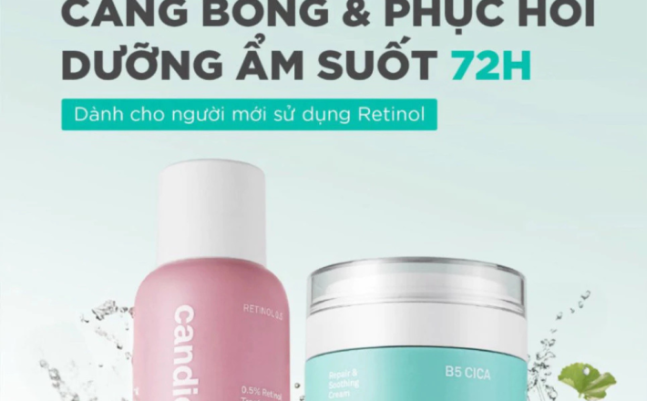 Bộ đôi hỗ trợ cải thiện và phục hồi làn da Candid Retinol 0.5% 30ml & Kem dưỡng B5 Cica 50ml