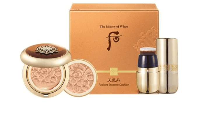 Phấn Nước trang điểm chống lão hóa Whoo Radiant Essence Cushion SPF50+/PA+++ 15gr tone#21 Sắc da sáng tặng kèm 1 lõi (15g) + cọ trang điểm