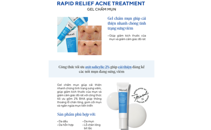 Gel Chấm Giảm Mụn Cấp Tốc - MURAD RAPID RELIEF ACNE SPOT TREATMENT 15ML