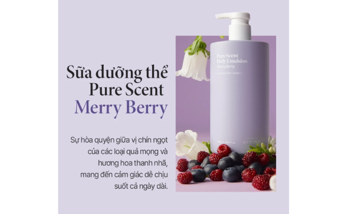 Sữa tắm thuần chay dưỡng ẩm chuyên sâu hương hoa thanh lịch và quả mọng Beyond Pure Scent Merry Berry Body Wash 700ml