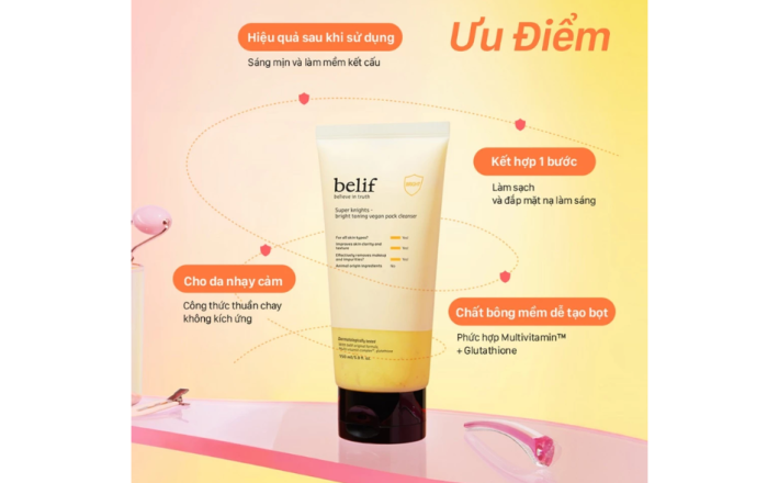 Sữa rửa mặt làm sáng da Belif Super Knights Bright Toning Vegan Pack Cleanser 150ml