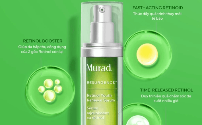 Tinh chất Retinol giúp da mịn màng và làm mờ nếp nhăn Murad Retinol Youth Renewal Serum 30ml