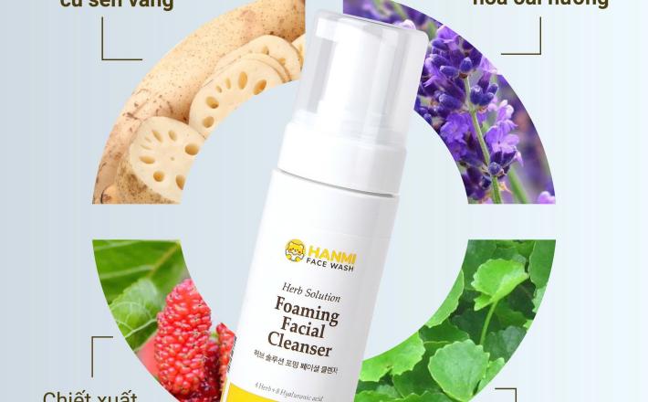 Sữa Rửa Mặt Sạch Sâu Tạo Bọt Làm Sáng Da Hỗ Trợ Mờ Vết Thâm & Tái Tạo Da Mới Hanmi Herb Solution 150ml