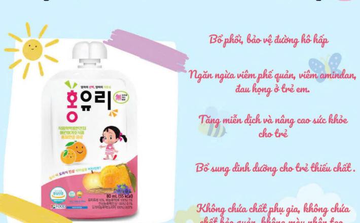 Nước uống Hồng Sâm Bổ Phổi dành cho bé HongYouLi 80ml x 10 gói