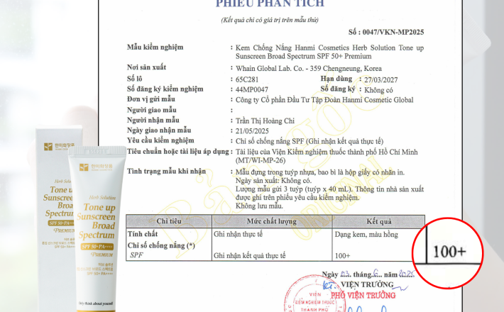 Kem chống nắng Herb Solution Tone up Sunscreen broad Spectrum SPF 50+ PA+++ 40ml