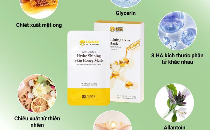 Mặt nạ mật ong Herb Solution Hydro Shining Skin Honey Mash (Hộp 10 miếng)