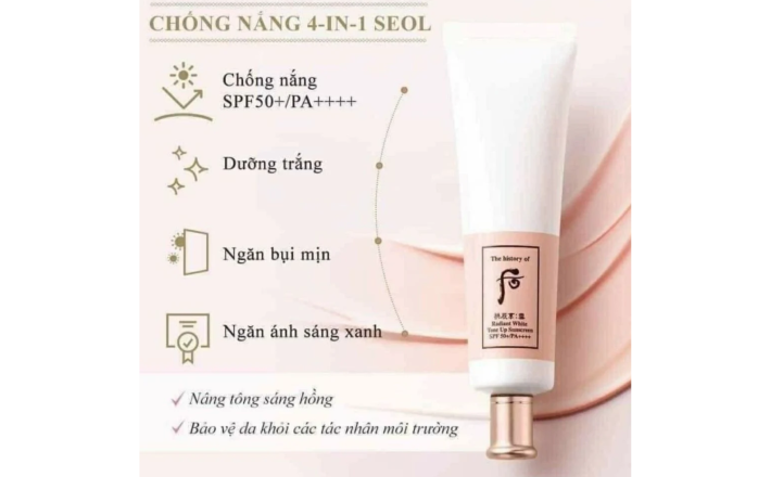 Kem chống nắng Whoo nâng tông Gongjinhyang Seol Radiant White Tone Up Sunscreen SPF50+,PA++++ 50ml