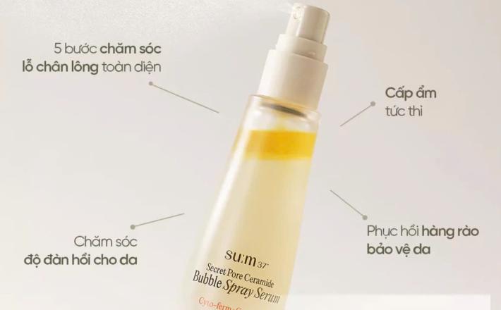 Tinh chất dạng xịt Su:m37 Secret Pore Ceramide Bubble Spray Serum 60ml