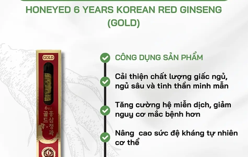 Hồng sâm tẩm mật ong 6 năm tuổi 300g (50g/củ x 6củ/ hộp)
