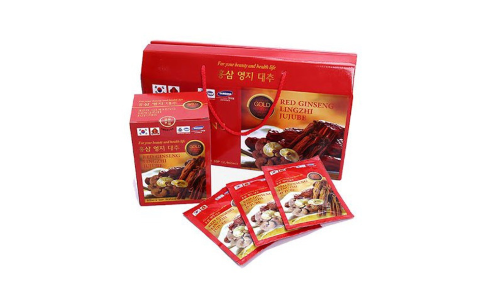 Túi Nước Hồng Sâm - Linh Chi -Táo Đỏ Red Ginseng Jujube - Koreainsam (Hộp 10 Gói x 3)