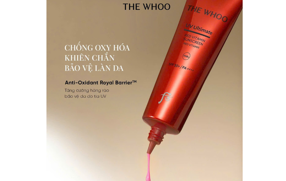 Tinh chất chống nắng chống lão hóa, chống oxy hóa làm dịu da The Whoo UV Red Vitamin Sunscreen 50ml Special set