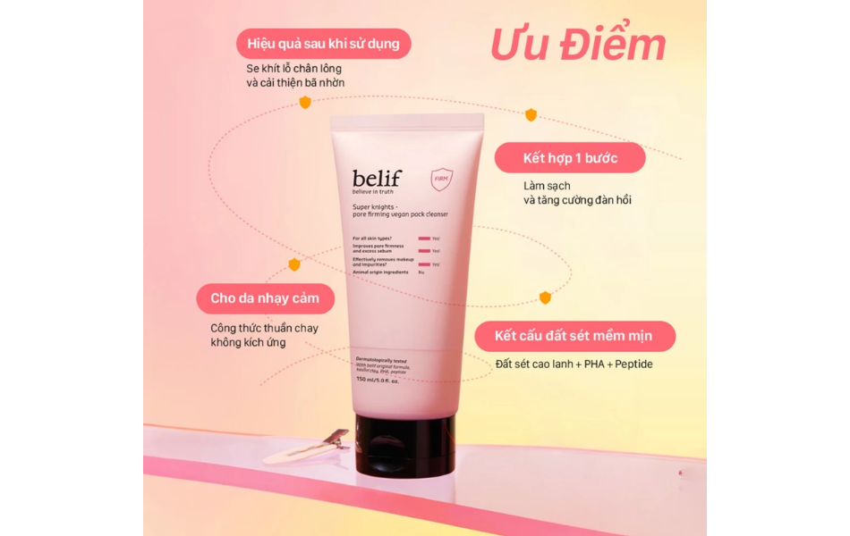Sữa Rửa Mặt Belif Super Knights-Pore Firming Vegan Pack Cleanser 150ml