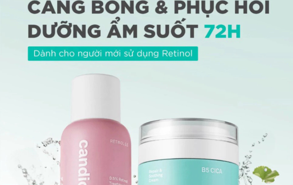 Bộ đôi hỗ trợ cải thiện và phục hồi làn da Candid Retinol 0.5% 30ml & Kem dưỡng B5 Cica 50ml