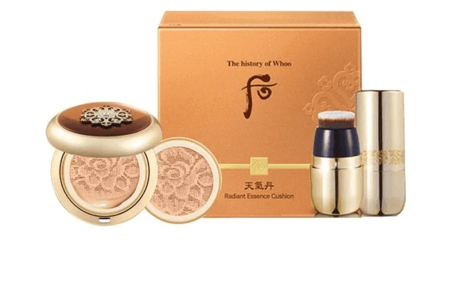 Phấn Nước trang điểm chống lão hóa Whoo Radiant Essence Cushion SPF50+/PA+++ 15gr tone#21 Sắc da sáng tặng kèm 1 lõi (15g) + cọ trang điểm