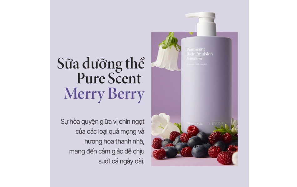 Sữa tắm thuần chay dưỡng ẩm chuyên sâu hương hoa thanh lịch và quả mọng Beyond Pure Scent Merry Berry Body Wash 700ml