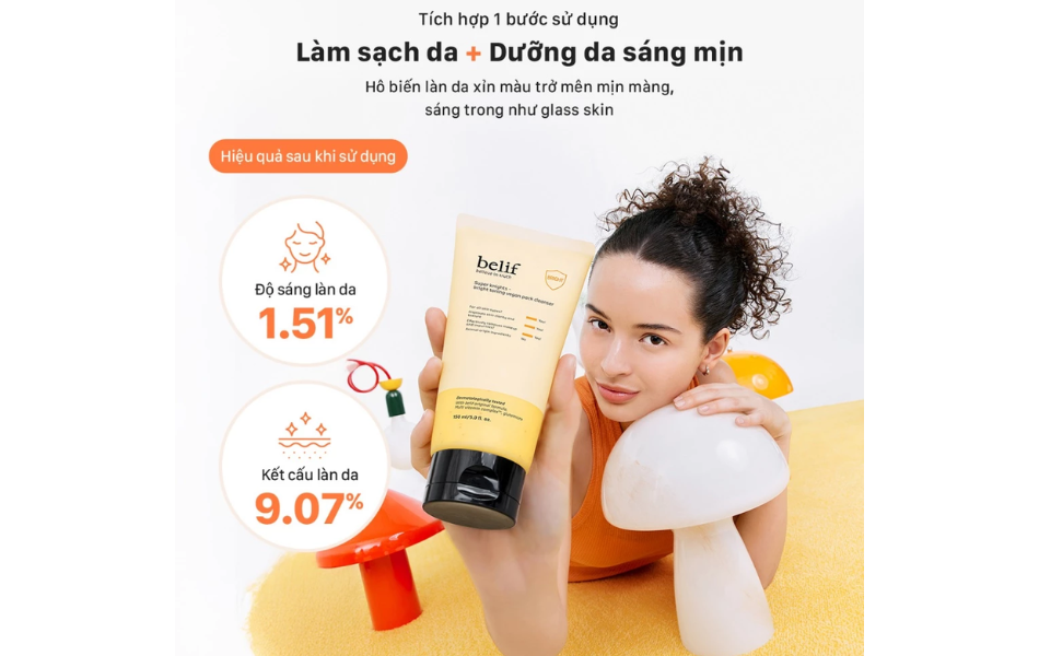 Sữa rửa mặt làm sáng da Belif Super Knights Bright Toning Vegan Pack Cleanser 150ml