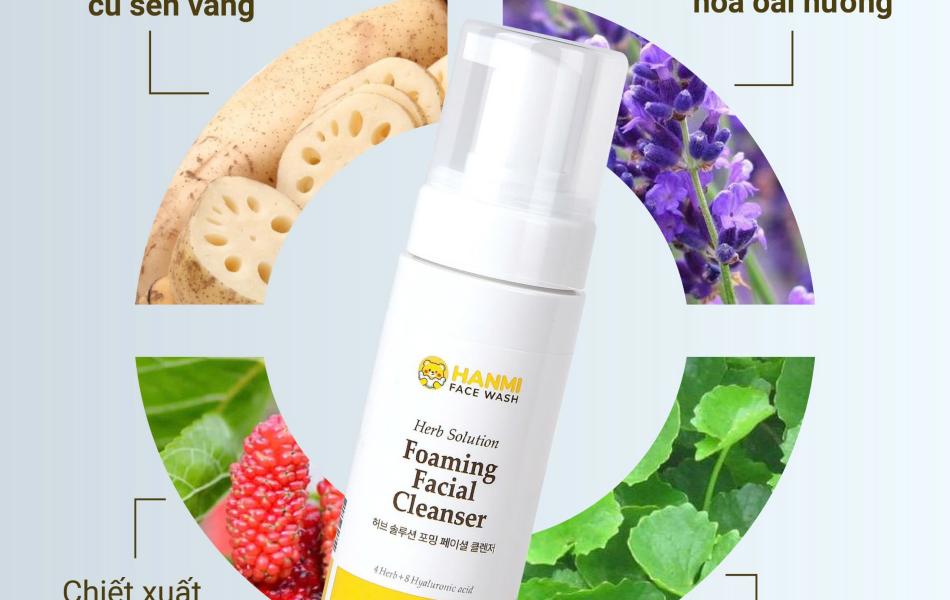 Sữa Rửa Mặt Sạch Sâu Tạo Bọt Làm Sáng Da Hỗ Trợ Mờ Vết Thâm & Tái Tạo Da Mới Hanmi Herb Solution 150ml