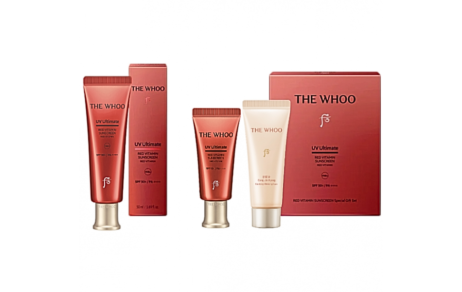 Tinh chất chống nắng chống lão hóa, chống oxy hóa làm dịu da The Whoo UV Red Vitamin Sunscreen 50ml Special set