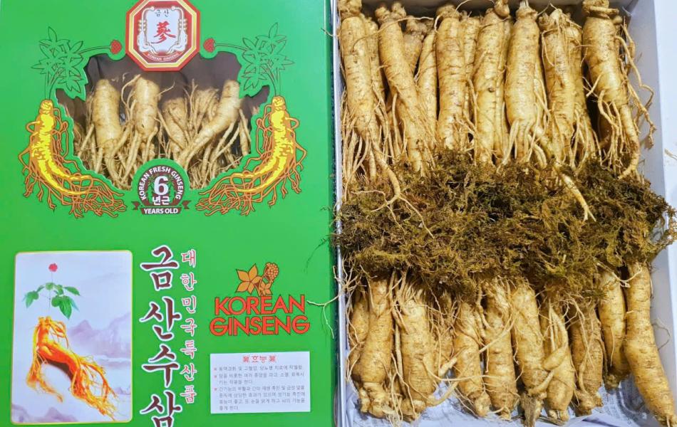 Củ sâm tươi Hàn Quốc 6 năm 1kg_(loại nhỏ 23 đến 25 củ/kg)