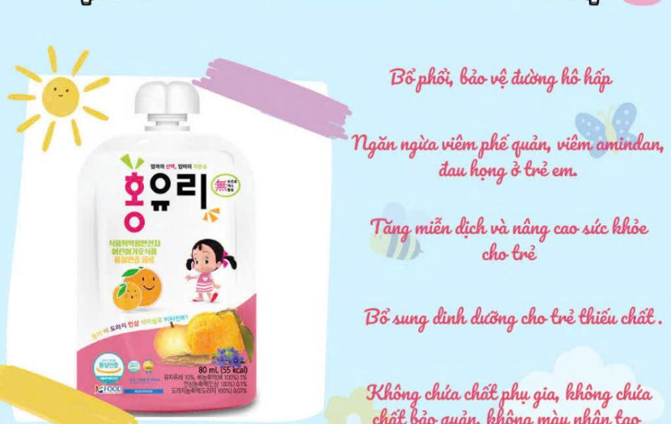Nước uống Hồng Sâm Bổ Phổi dành cho bé HongYouLi 80ml x 10 gói