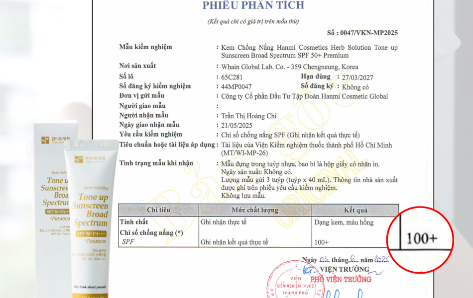 Kem chống nắng Herb Solution Tone up Sunscreen broad Spectrum SPF 50+ PA+++ 40ml