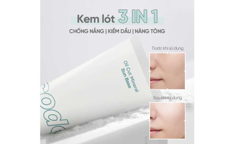 Kem lót kiềm dầu, nâng tông, chống nắng SPF 50+ PA+++ Code Glokolor Oil Cut Mineral Sun Base 35ml
