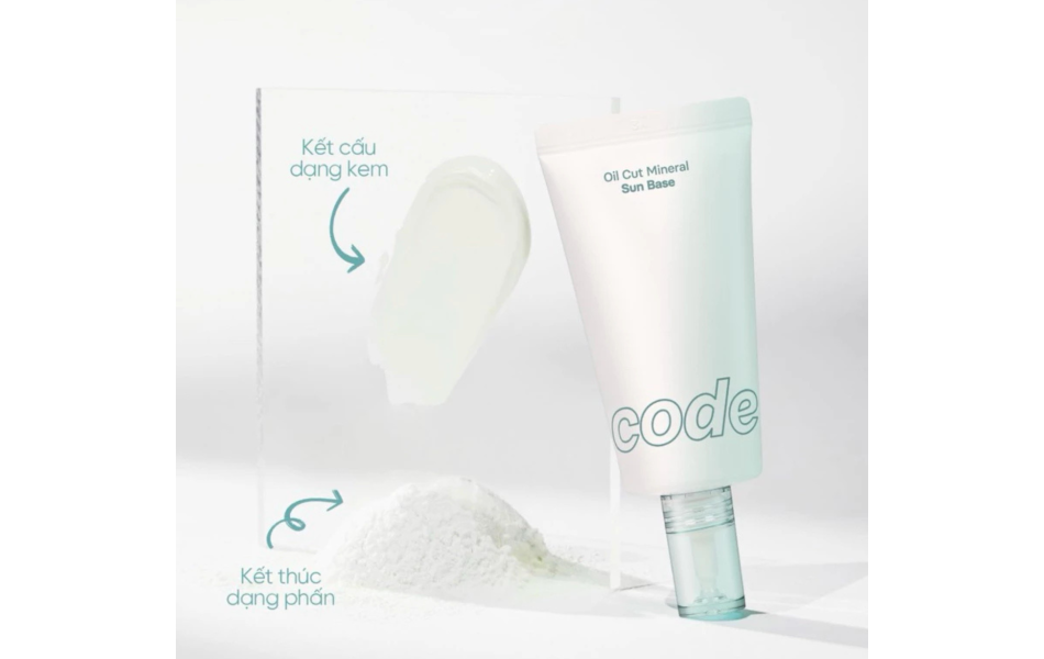 Kem lót kiềm dầu, nâng tông, chống nắng SPF 50+ PA+++ Code Glokolor Oil Cut Mineral Sun Base 35ml