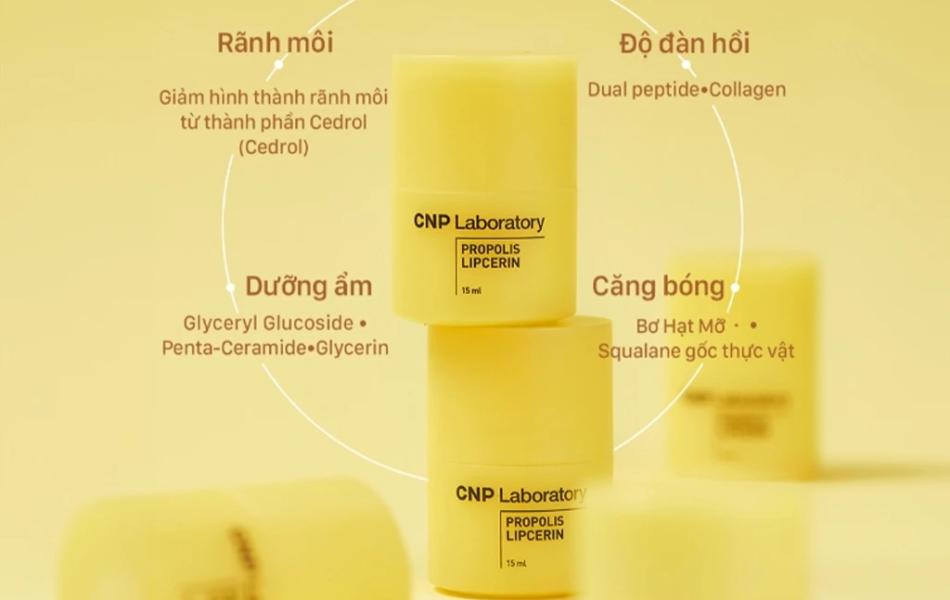 Son dưỡng môi keo ong đa năng (Lipcerin) phục hồi và giữ ẩm môi kéo dài đến 12 giờ CNP Laboratory Propolis Lipcerin 15ml