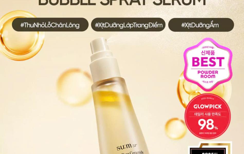 Tinh chất dạng xịt Su:m37 Secret Pore Ceramide Bubble Spray Serum 60ml