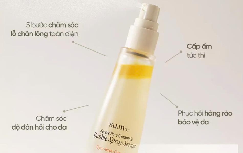 Tinh chất dạng xịt Su:m37 Secret Pore Ceramide Bubble Spray Serum 60ml